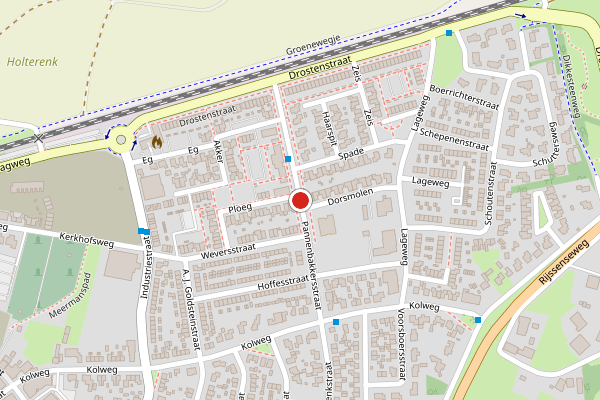 Brandweer-melding op Pannenbakkersstraat, Holten op 21 april, kaart-overzicht