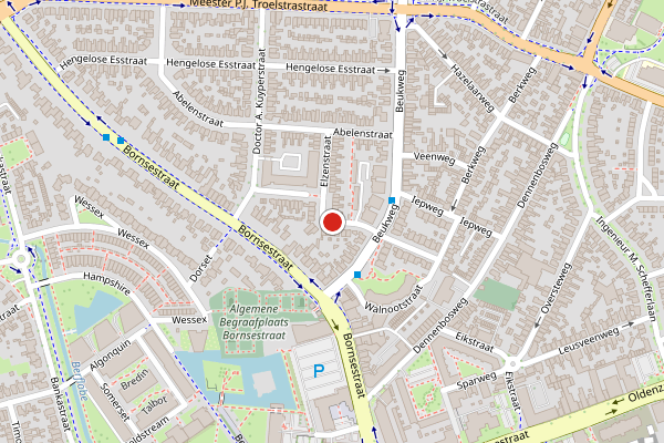 Brandweer-melding op Elzenstraat, Hengelo op 28 juni, kaart-overzicht