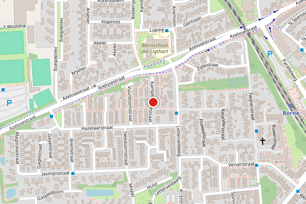 Brandweer-melding op Kamperfoeliestraat, Borne op 28 juni, kaart-overzicht
