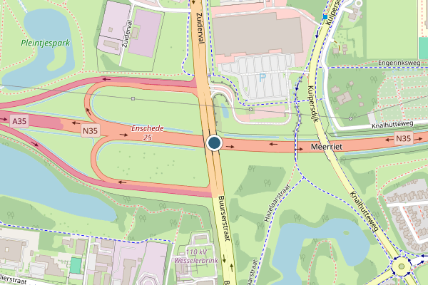 Politie-melding op Zuiderval, Enschede op 28 juni, kaart-overzicht