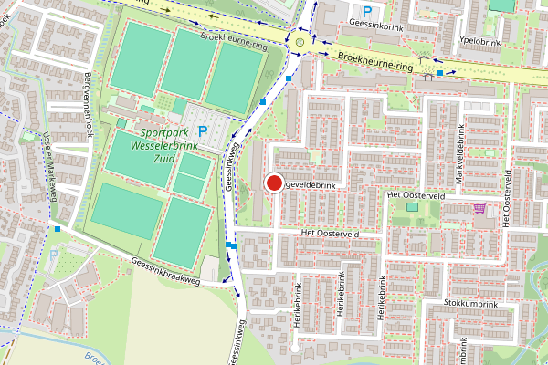 Brandweer-melding op Hengeveldebrink, Enschede op 28 juni, kaart-overzicht