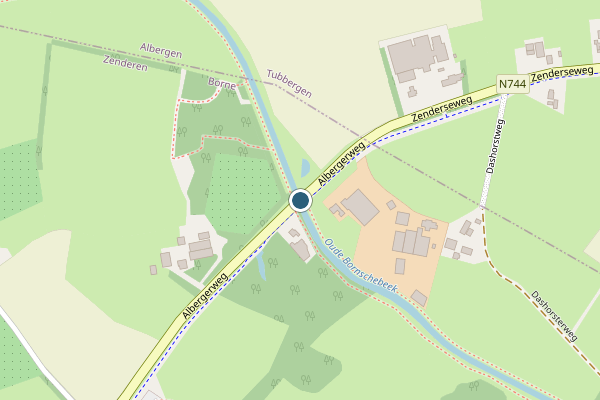 Politie-melding op Albergerweg, Zenderen op 24 april, kaart-overzicht