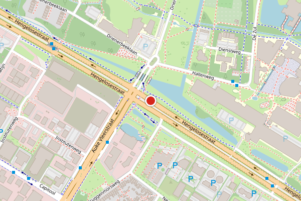Brandweer-melding op Hengelosestraat, Enschede op 30 juni, kaart-overzicht