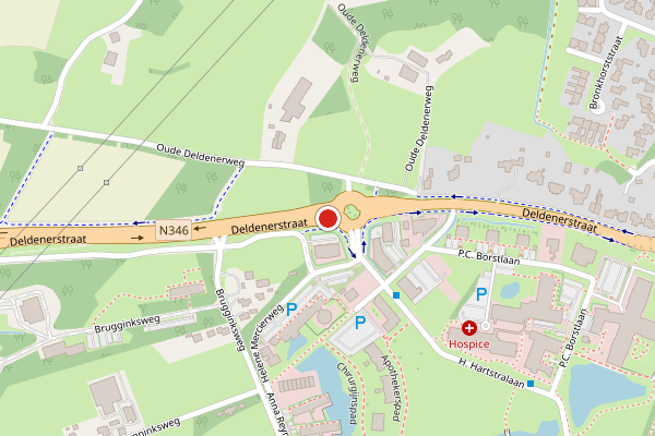 Brandweer-melding op Deldenerstraat, Hengelo op 7 mei, kaart-overzicht