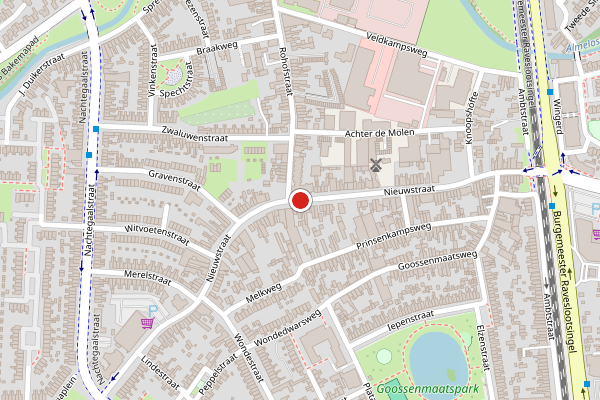 Brandweer-melding op Nieuwstraat, Almelo op 3 juli, kaart-overzicht