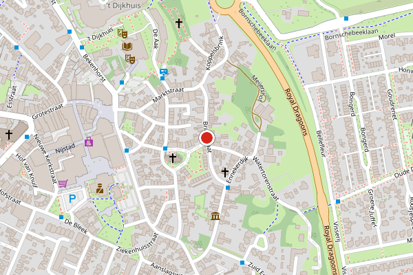 Brandweer-melding op Brinkstraat, Borne op 3 juli, kaart-overzicht
