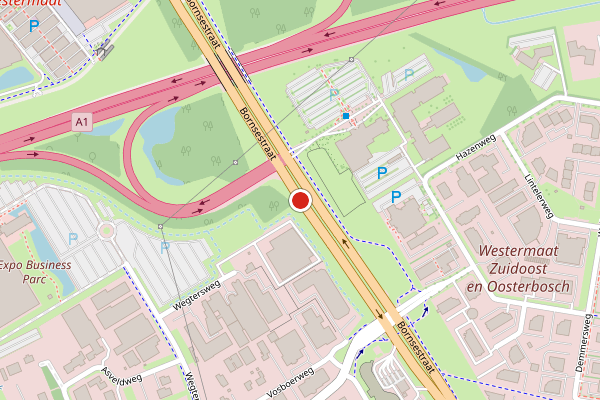 Brandweer-melding op Bornsestraat, Hengelo op 8 mei, kaart-overzicht