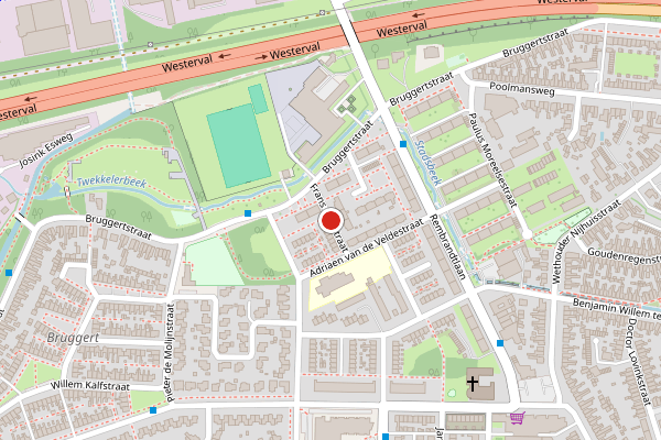 Brandweer-melding op Frans Poststraat, Enschede op 4 juli, kaart-overzicht