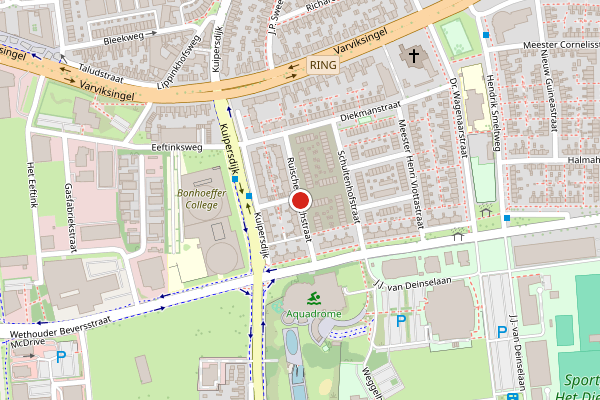 Brandweer-melding op Ruischenborchstraat, Enschede op 8 juli, kaart-overzicht