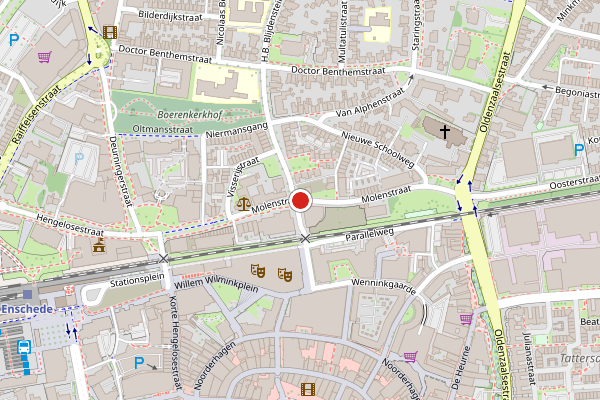 Brandweer-melding op Molenstraat, Enschede op 7 juli, kaart-overzicht