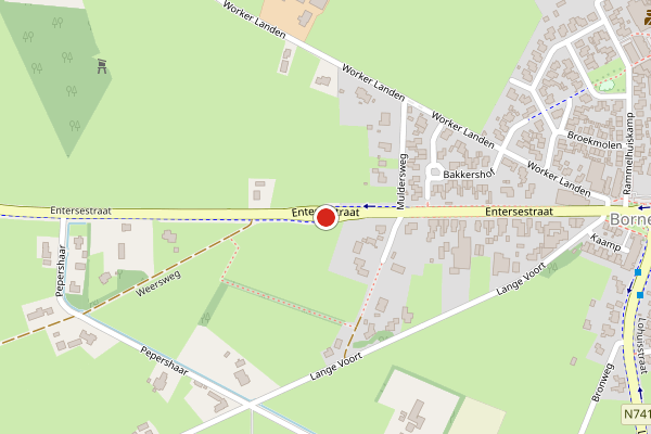 Brandweer-melding op Entersestraat, Bornerbroek op 15 maart, kaart-overzicht