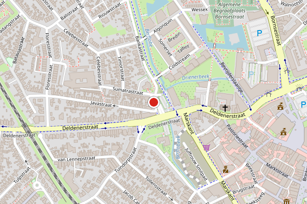 Brandweer-melding op Plein, Hengelo op 9 mei, kaart-overzicht