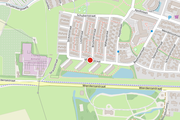 Brandweer-melding op Mozartstraat, Almelo op 17 juli, kaart-overzicht
