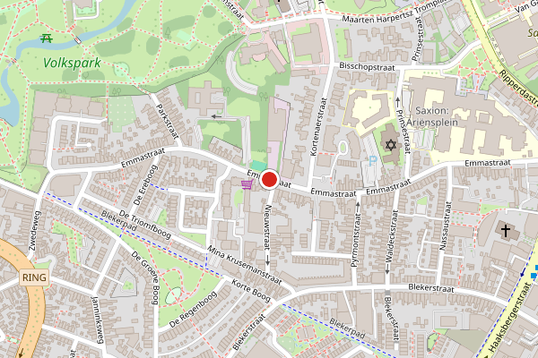 Brandweer-melding op Emmastraat, Enschede op 10 mei, kaart-overzicht