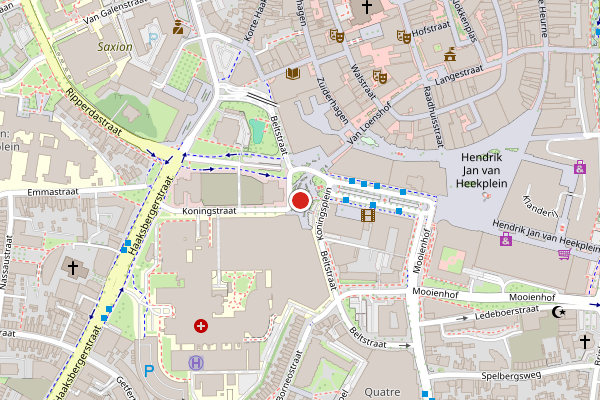 Brandweer-melding op Koningsplein, Enschede op 10 mei, kaart-overzicht