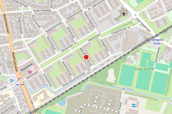 Brandweer-melding op Béla Bartokstraat, Hengelo op 18 juli, kaart-overzicht