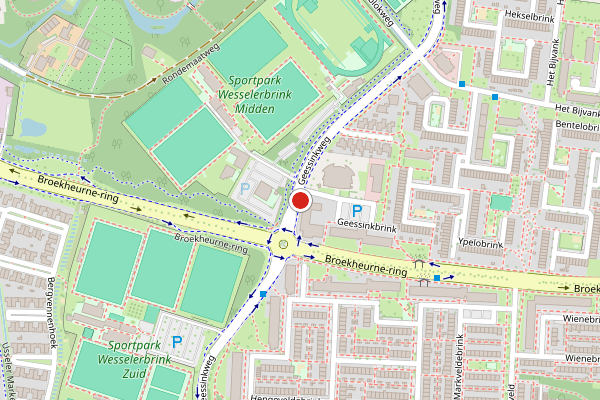 Brandweer-melding op Geessinkweg, Enschede op 20 juli, kaart-overzicht