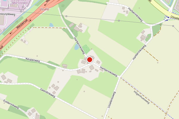 Brandweer-melding op Harberinksweg, Enschede op 22 juli, kaart-overzicht