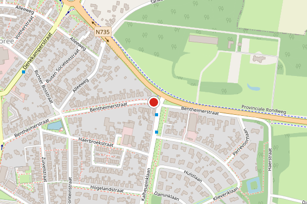 Brandweer-melding op Bentheimerstraat, Oldenzaal op 24 juni, kaart-overzicht