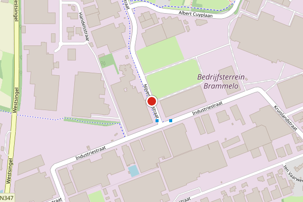 Brandweer-melding op Nijverheidsstraat, Haaksbergen op 15 mei, kaart-overzicht