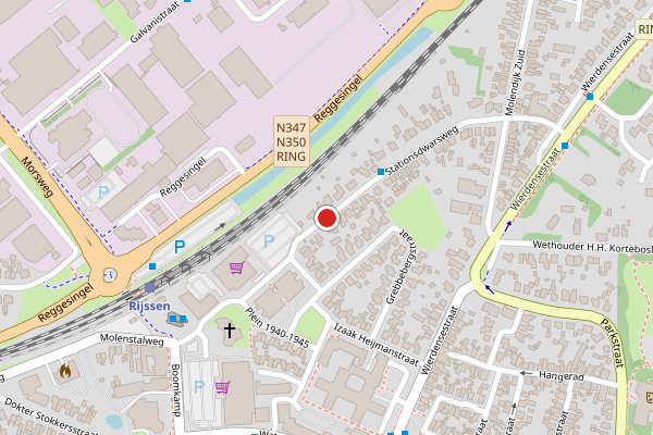Brandweer-melding op Stationsdwarsweg, Rijssen op 29 juli, kaart-overzicht