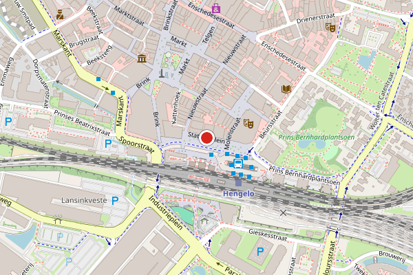 Brandweer-melding op Stationsplein, Hengelo op 18 mei, kaart-overzicht