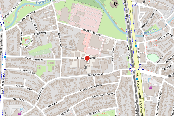 Brandweer-melding op Achter de Molen, Almelo op 5 augustus, kaart-overzicht