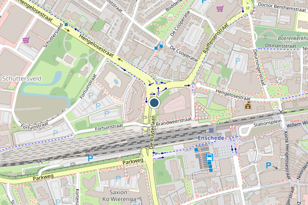 Politie-melding op Parkweg De Ruyterlaan, Enschede op 24 mei, kaart-overzicht