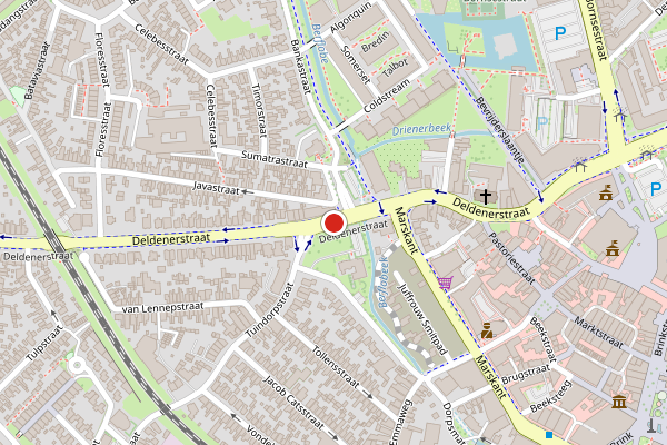 Brandweer-melding op Deldenerstraat, Hengelo op 25 mei, kaart-overzicht