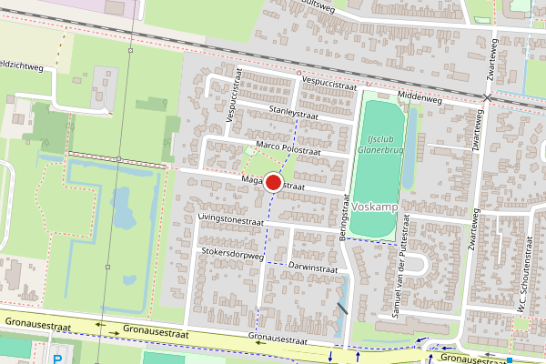 Brandweer-melding op Magalhaesstraat, Enschede op 29 mei, kaart-overzicht