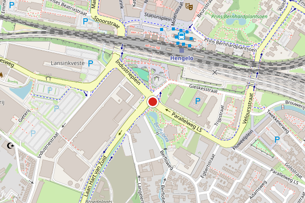 Brandweer-melding op Industrieplein, Hengelo op 29 mei, kaart-overzicht