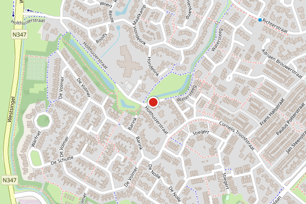 Brandweer-melding op Watersteeg, Haaksbergen op 29 mei, kaart-overzicht