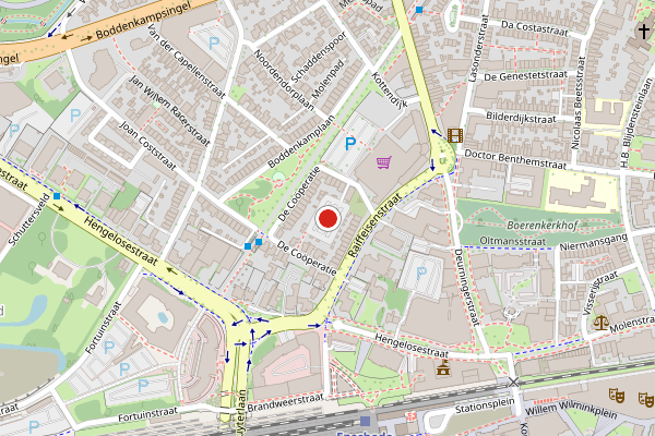 Brandweer-melding op De Cooperatie, Enschede op 30 april, kaart-overzicht