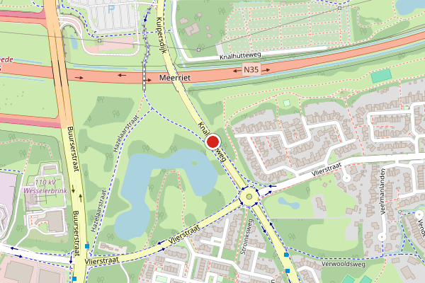 Brandweer-melding op Knalhutteweg, Enschede op 29 april, kaart-overzicht