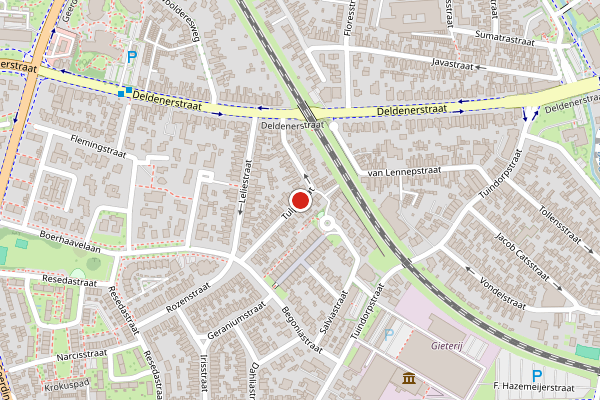 Brandweer-melding op Tulpstraat, Hengelo op 29 april, kaart-overzicht