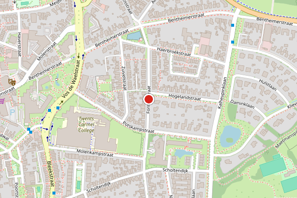 Brandweer-melding op Fonteinstraat, Oldenzaal op 29 april, kaart-overzicht