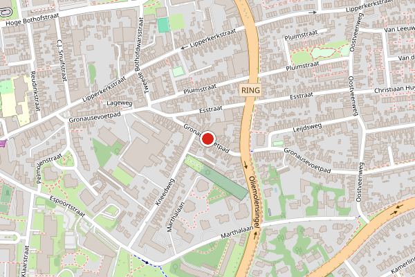Brandweer-melding op Gronausevoetpad, Enschede op 4 juni, kaart-overzicht