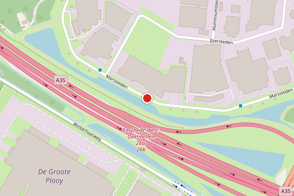 Brandweer-melding op Marssteden, Enschede op 5 juni, kaart-overzicht