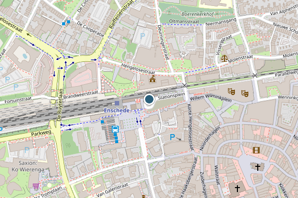 Politie-melding op Stationsplein, Enschede op 1 mei, kaart-overzicht