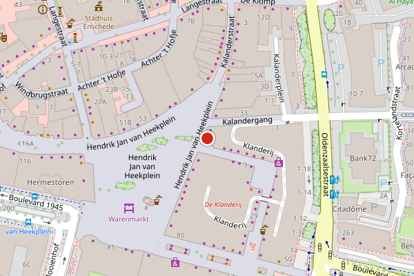 Brandweer-melding op Klanderij, Enschede op 2 mei, kaart-overzicht