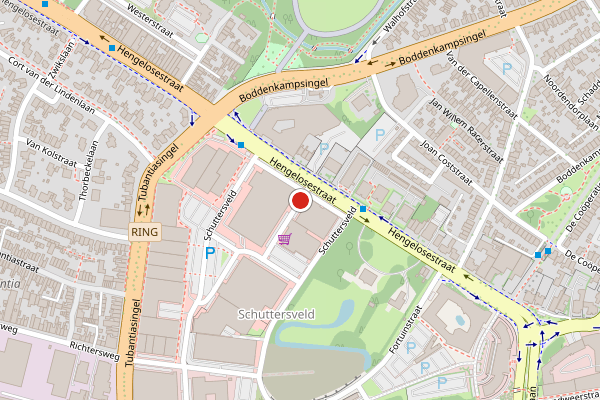Brandweer-melding op Schuttersveld, Enschede op 8 juni, kaart-overzicht