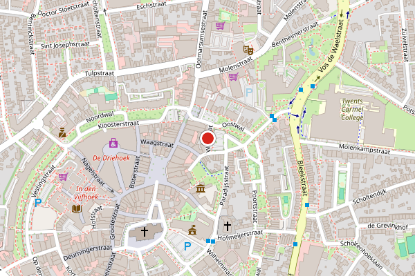 Brandweer-melding op Walstraat, Oldenzaal op 9 juni, kaart-overzicht