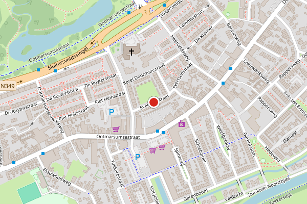 Brandweer-melding op Evertsenstraat, Almelo op 12 juni, kaart-overzicht