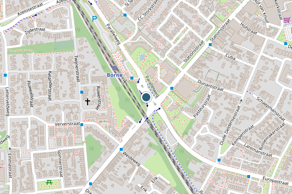 Politie-melding op Parallelweg, Borne op 12 juni, kaart-overzicht