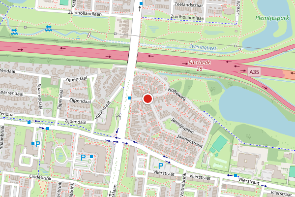 Brandweer-melding op Ribesstraat, Enschede op 13 juni, kaart-overzicht