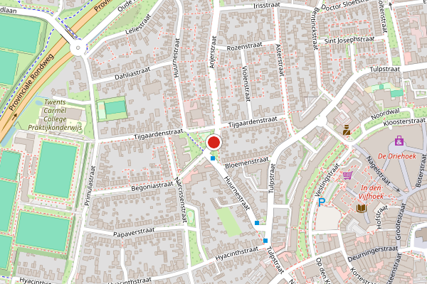 Brandweer-melding op Anjerstraat, Oldenzaal op 13 juni, kaart-overzicht