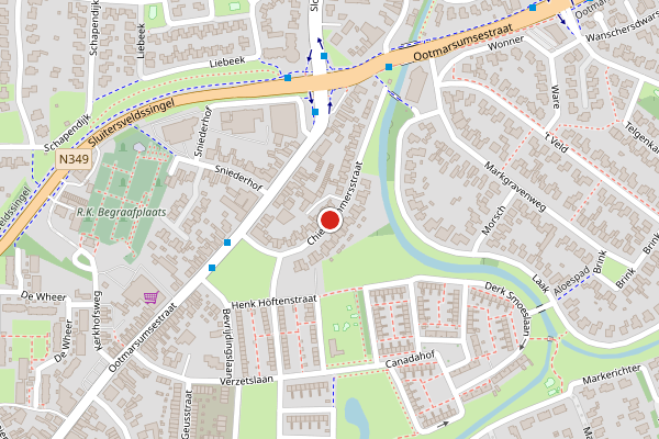 Brandweer-melding op Chiel Dethmersstraat, Almelo op 13 juni, kaart-overzicht