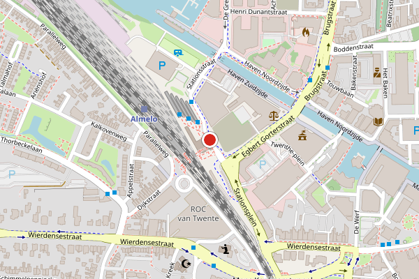 Brandweer-melding op Stationsstraat, Almelo op 4 mei, kaart-overzicht