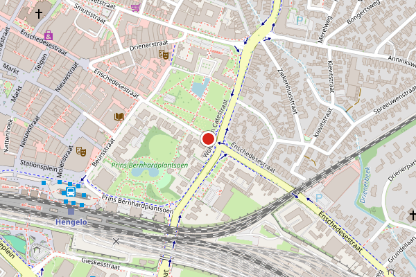Brandweer-melding op Enschedesestraat, Hengelo op 20 juni, kaart-overzicht