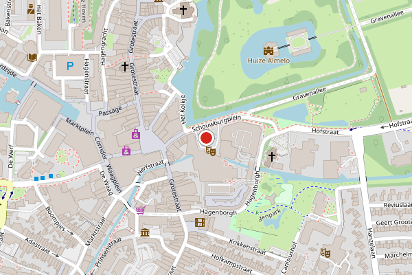 Brandweer-melding op Schouwburgplein, Almelo op 19 juni, kaart-overzicht